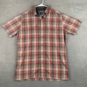 Kuhl Men’s Plaid Short Sleeve Button Up Hiking Shirt Medium Red Gray